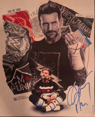 CM Punk Signed Authentic WWE Poster 11x14 Wrestling Autograph