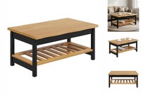 Couchtisch Ekai Schwarz 100X60X45,5 Cm Massives Kiefernholz