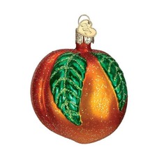 Peach Glass Old World Christmas Ornament FREE BOX 28096