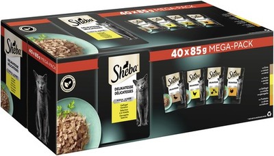 40 x 85g Sheba Katzenfutter Nassfutter Delikatesse in Gelee Geflügel Variation