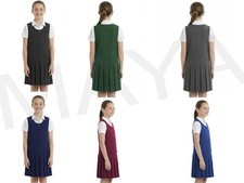 Girls School Uniform Pinafore  Box Pleated Elasticated waist school kids Skirt