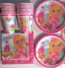 WOODLAND PRINCESS Birthday Party Supply Kit Decoration w/Plates,Napkins & Cups