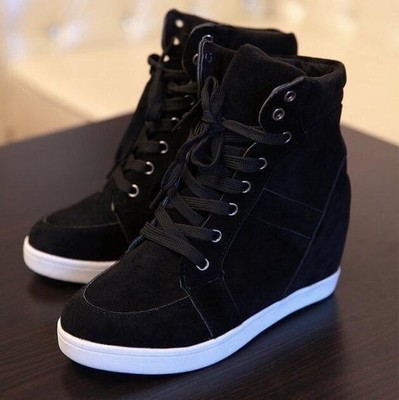black high top wedge sneakers