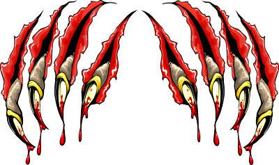 Bloody Monster Claw pairs Decal 12''x 10'' each in size