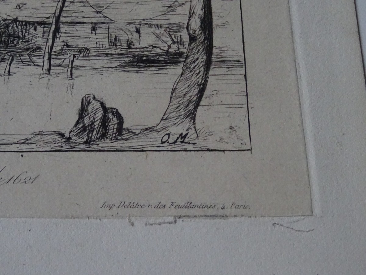 Gravure Originale Charles Meryon - Eau-forte "Passerelle Du Pont Au Change" Paris, XIXe