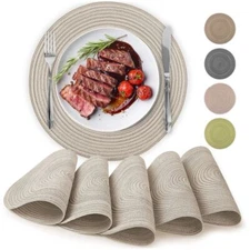 Zulay Round Braided Placemats  - Set of 6