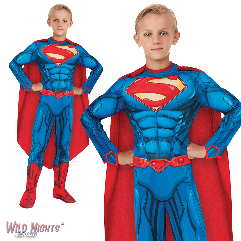 Deluxe Comic Book Superman Childrens Blue Costume Deluxe Comic Book Superman Childrens Blue Costume