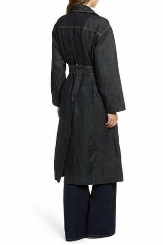 CURRENT/ELLIOTT The HH Club Belted Double Breasted Denim Trench Coat XXS-XS  S-M - Picture 7 of 9