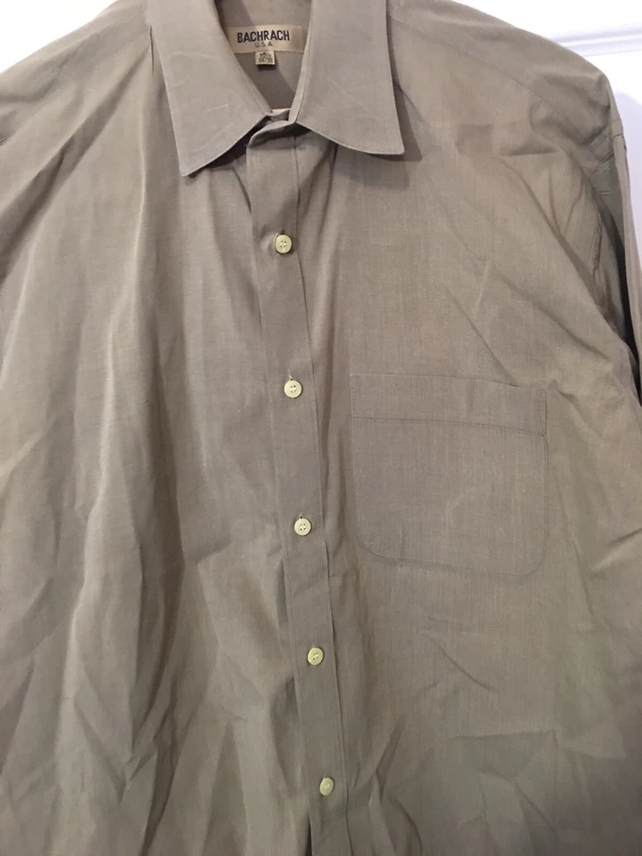 BACHRACH Mens Sz M Dress Shirt Khaki Button-down 15 1/2 x 34/35 Khaki - Image 3 of 4