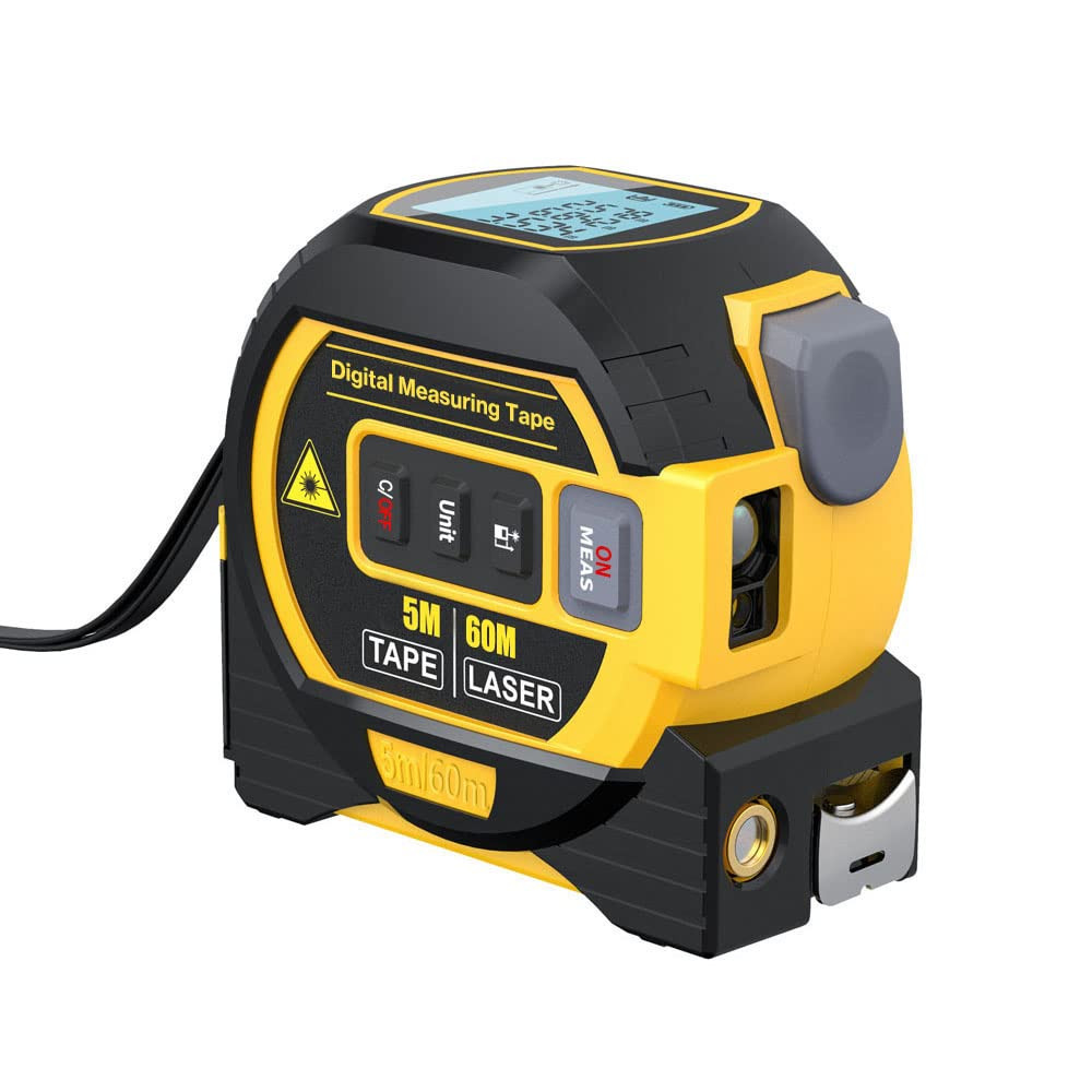 Misuratore Laser Digitale 3 in 1: 5m Nastro + 60m Telemetro HD