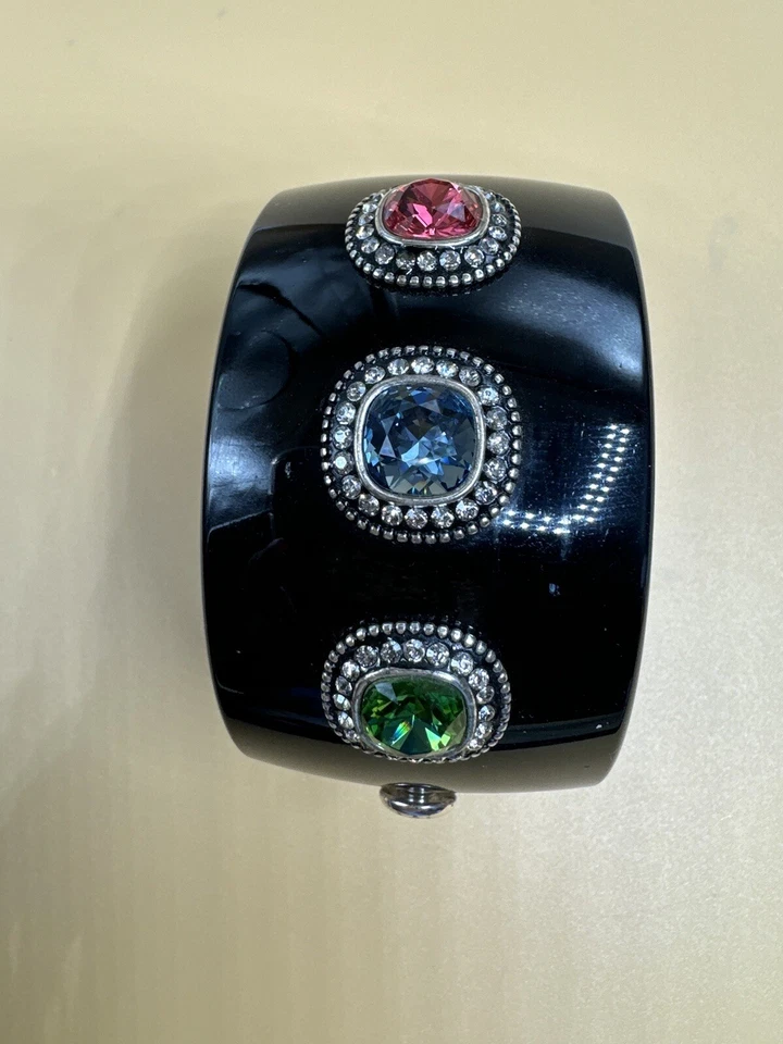 Brighton 大号铰边黑色火花树脂磁性施华洛世奇水晶手链 — 第 2/4 张图片