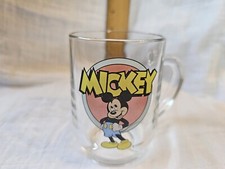 Vintage Walt Disney Mickey Mouse Glass Coffee Cup Mug Made in USA #11
