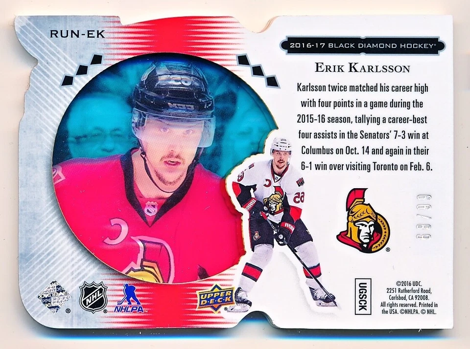 2016-17 Black Diamond Erik Karlsson Run For The Cup #RUN-EK (68/99) - Image 2 of 2