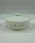 Anchor Hocking Fire King Candle Glow Casserole Dish 1 Qt Round Lid MCM Vintage