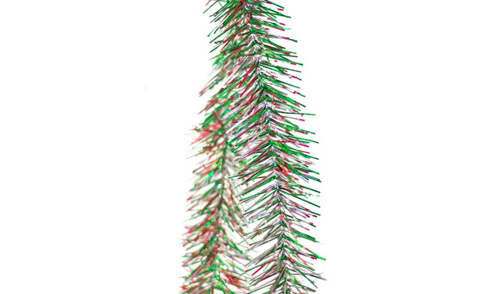 Guirnalda de Navidad de oropel rojo verde y plateado 30 pies de longitud decoraciones navideñas Foto 4 de 4