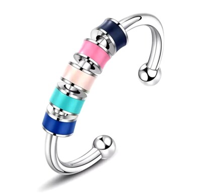 Spinning Fidget Ring mit farbigen Ringen für Angst Stressabbau 