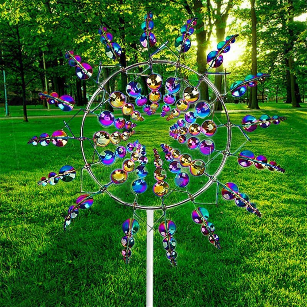 Magical Wind Powered Kinetic Windmill Metal And Sculpture Spinner Garden Unique