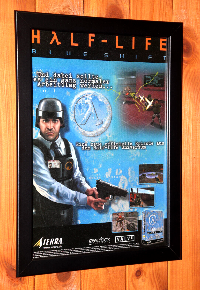2001 Half-Life Blue Shift Dreamcast Vintage Rare Small Poster / Ad