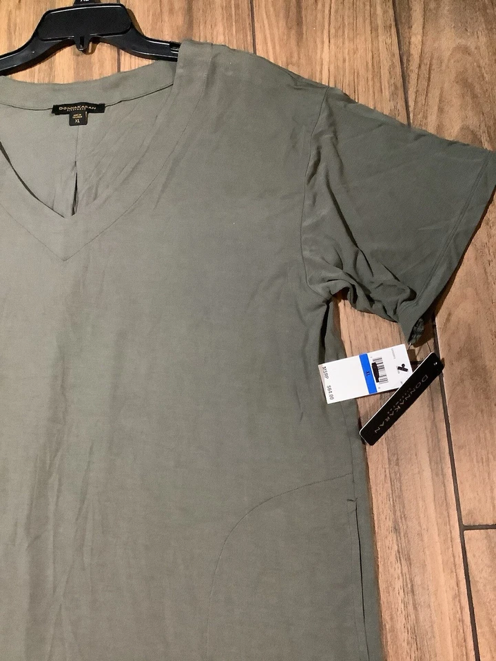 Donna Karan Modal Tejido Ropa de Dormir Para Mujer Talla XL Manga Corta Vestido Verde Cazador Foto 3 de 4