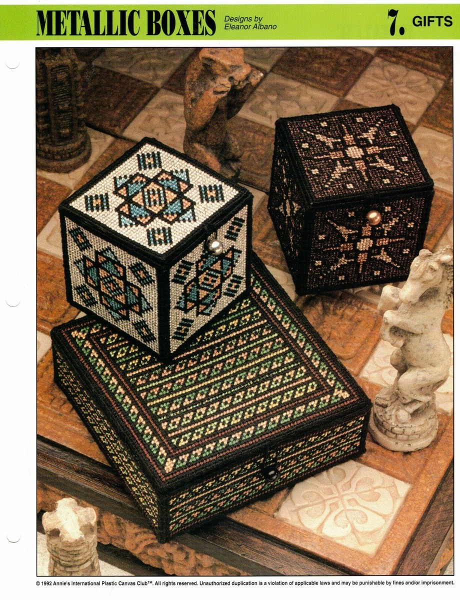 「ねっこ」apolina additions patchwork Metallic Boxes Plastic Canvas Pattern By Annie's Attic | eBay