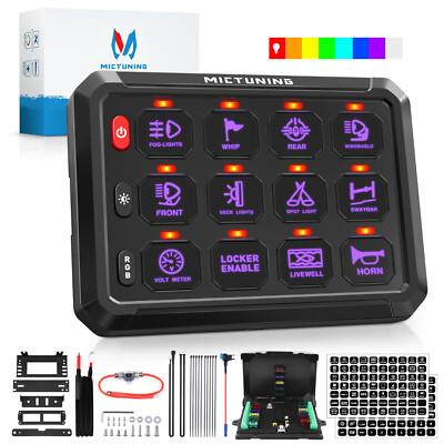 MICTUNING P1s-X RGB 12 Gang Switch Led Auxiliary Relay System, Pulsed Switch Pod