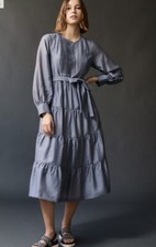 NWT Anthropologie Women's Agosta Tiered Maxi Dress slate Size XS