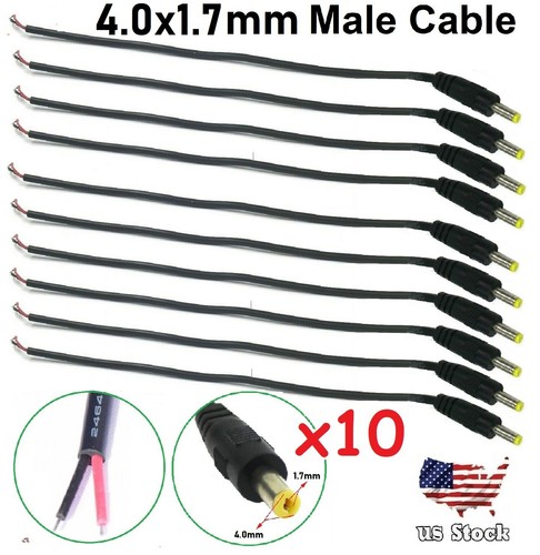 10pcs DC Power Plug cable 4.0x1.7 mm Male Led light Monitor power output cable