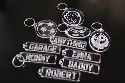 Laser Engraved Acrylic Keyring Football Design - Picture 5 of 5