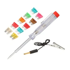 10 Blade Automotive Fuses 3 to 30A Voltage Tester Kit 6-12-24V Alligator Clip