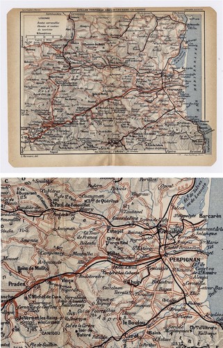 1926 ORIGINAL VINTAGE MAP OF SE FRANCE PERPIGNAN QUILLAN LANGUEDOC-ROUSSILLON - Picture 2 of 3