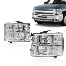 For 2007-2013 Chevy Silverado 1500 2500hd Chrome Housing Headlights 2pcs Kit