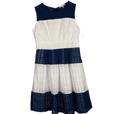 NWT. Womens Studio One Fit & Flare Dress White Navy Size 4 | eBay
