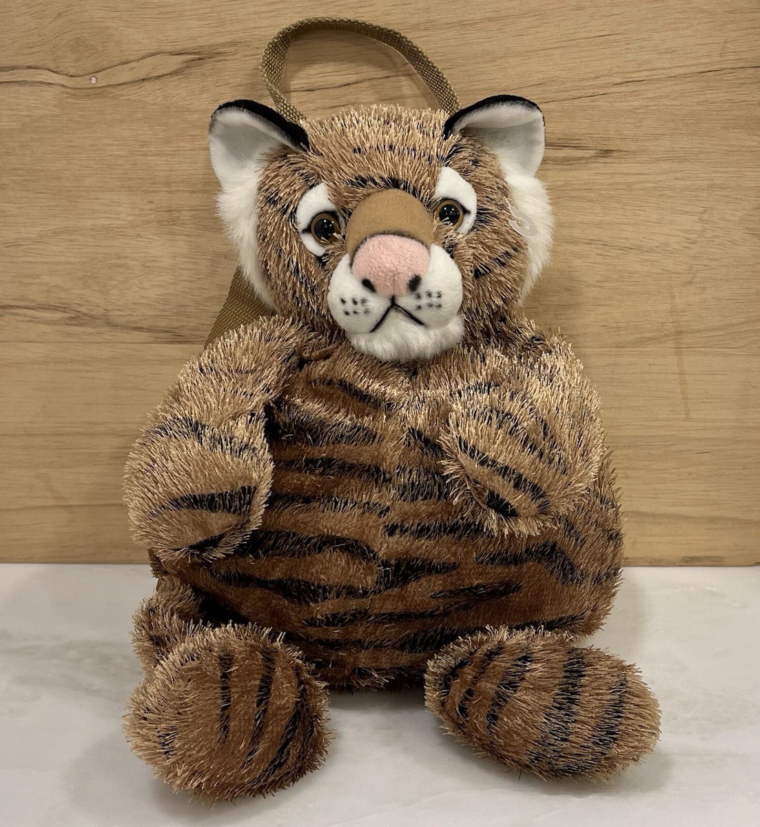 Aurora World Tiger Backpack Plush Kids Zip Zoo Travel Soft  display picture 3