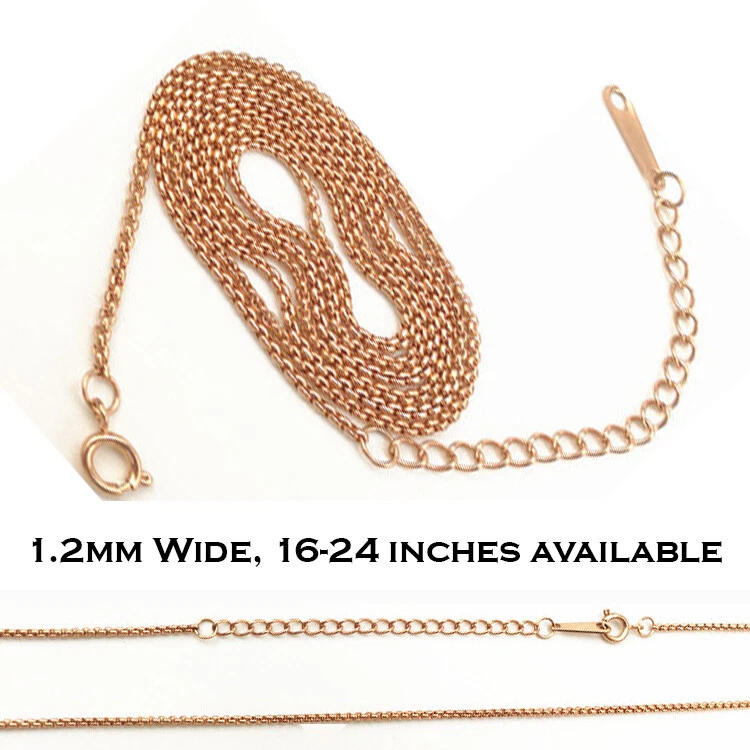 Unisex 18K Rose Gold Filled 1.2mm Thin Round Box Chain Necklace 17"- 24inch H208 - Image 2 of 2
