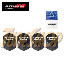 Advan Racing Forged Valve Stems Caps Black Aluminum Wheels Rim Tires V6048 Set 4