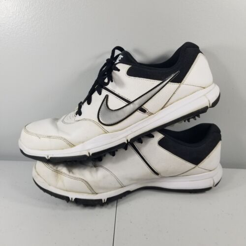 Zapatos de golf Nike Durasport 4 blancos metálicos plateados negros 844550-100 talla 12 para hombre’s - Imagen 2 de 8