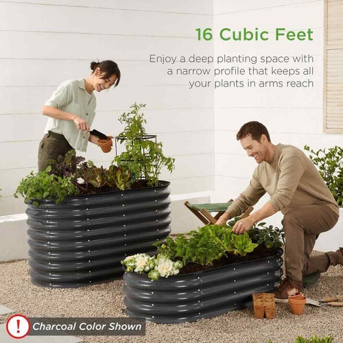 4 ft. x 2 ft. x 2 ft. Taupe Oval Steel Raised Garden Bed Planter Box for Vegetab