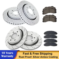 Front Rear Drilled Brake Rotors Discs Brakes Pads Kits for 2015-2017 Ford F-150