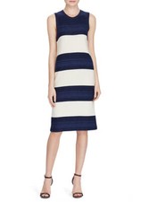 NEW RALPH LAUREN NAVY BLUE WHITE STRIPES LINEN JERSEY SHIFT DRESS SIZE XL $165