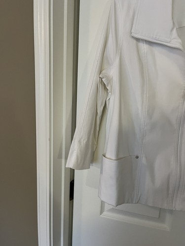 JM Collection white Zipup Jacket stud Accents Front Pockets Sz 16 3/4 slv - Picture 5 of 5