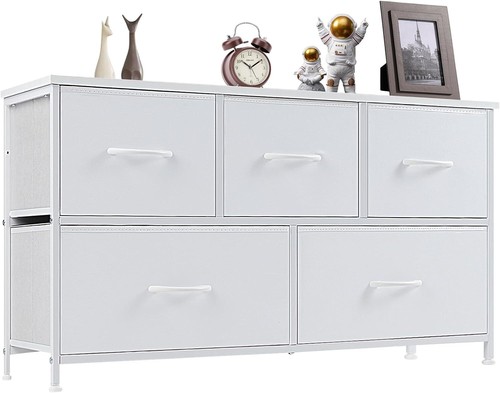Storage Cabinet With 5 Fabric Drawers, Wooden Top, Dresser, Locker For Clothes - Picture 40 of 45