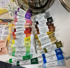 Vintage Tri-Chem Liquid Embroidery Eagle Tin Caddy Kit, 29 Paints & Patterns