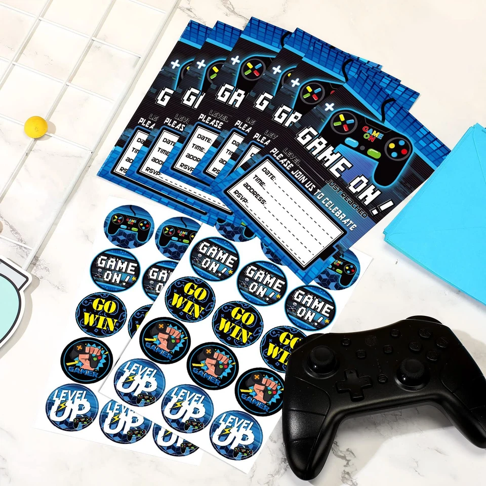 Video Game Invitations 24 Pcs Fill-in with Envelopes Gaming Party Classic - Image 4 of 4