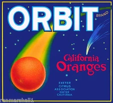 Exeter Tulare California Orbit Orange Citrus Fruit Crate Label Art Print