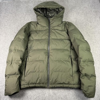Uniqlo Jacke Herren Medium Olivgrün Seamless Daunen Parka Puffer Kapuze Full Zip
