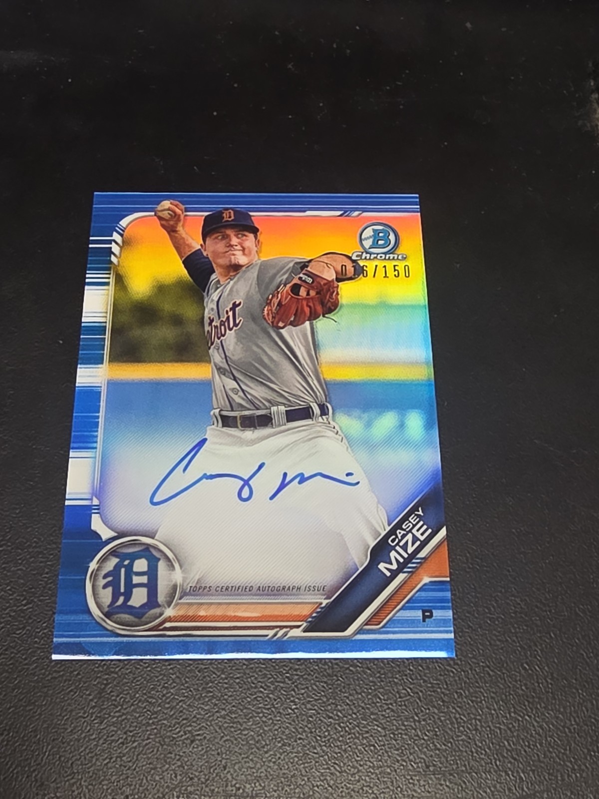 CASEY MIZE 2019 Bowman Chrome Prospects AUTO Autograph BLUE REFRACTOR /150 Card