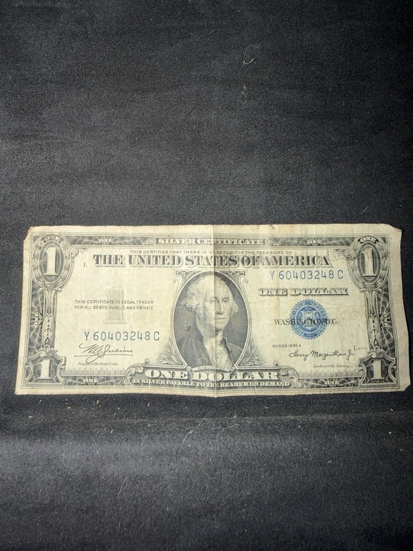 1935A $1 Silver Certificate Blue Seal One Dollar Banknote Circulated Ungraded