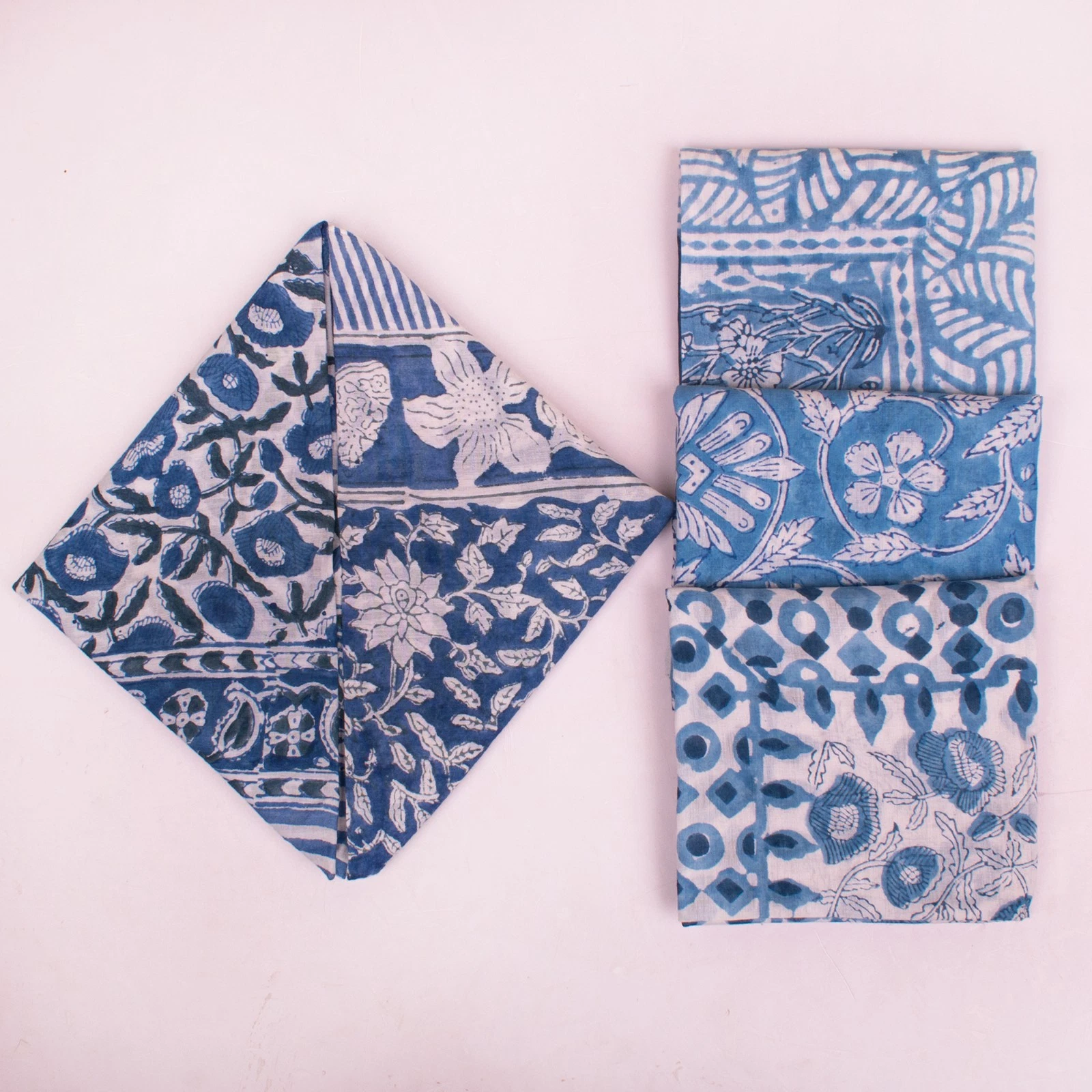 Set Of 5 Versatile Accessories Women Bandana Cotton Handmade Block Print Scarf