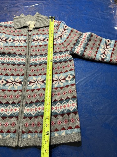 LL Bean Full Zip Sweater Cardigan Womens Medium 100% Lambswool Fair Isle Holiday - 第 3/9 張圖片