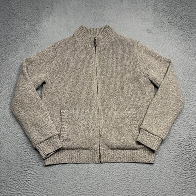 LL Bean Classic Ragg Wool Flannel Lined Wool Zip Up Sweater Jacket Men's Medium